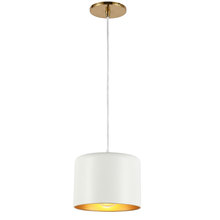  EMI-81P-AGB-MW - 1 Light Incandescent Pendant, Aged Brass w/ Matte White &Gold Shade