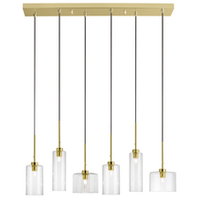  IC-286P-AGB - 6 Light Halogen Horizontal Pendant, Aged Brass with Clear Glass