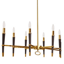  LAN-408HC-VB - 8 Light Incandescent Horizontal Chandelier, Vintage Bronze Finish, Black Shade