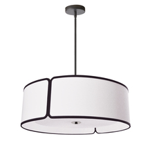  NDR-243P-BK-WH - 4 Light Black Notched Drum Pendant with White Shade and White Diffuser