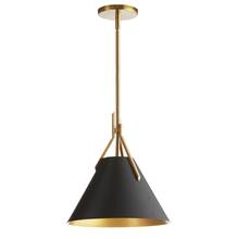  NIC-101P-AGB-BK - 1 Light Incandescent Pendant, Aged Brass with Black Metal Shade