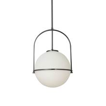  PAO-121P-MB - 1 Light Incandescent Pendant, Matte Black with White Opal Glass