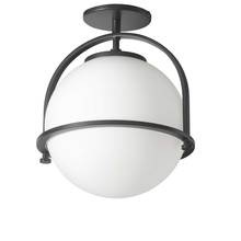  PAO-121SF-MB - 1 Light Incandescent Semi-Flush Matte Black with White Opal Glass