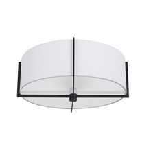  PST-153SF-MB-WH - 3 Light Incandescent Semi-Flush Mount, Matte Black with White Shade