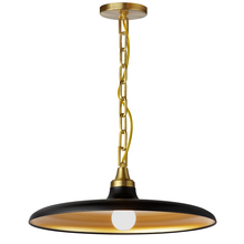  QTN-181P-MB-AGB - 1 Light Incandescent Pendant Aged Brass with Matte Black & Gold Shade