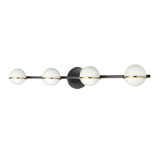  SOF-324W-MB-AGB - 4 Light Halogen Vanity, Matte Black / Aged Brass with White Opal Glass