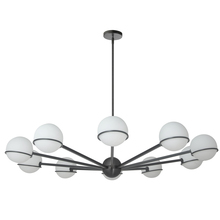  SOF-5010C-MB - 10 Light Halogen Chandelier, Matte Black with White Opal Glass