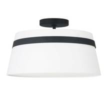  SYM-153SF-MB-WH - 3 Light Incandescent Matte Black Semi-Flush Mount w/ White Shade