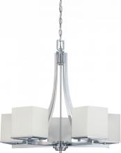  60/4086 - Bento - 5 Light Chandelier with Satin White Glass - Polished Chrome Finish