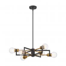  60/6976 - Intention - 6 Light Chandelier - Warm Brass and Black Finish