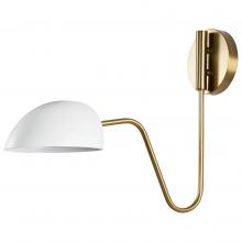 Nuvo 60/7392 - Trilby; 1 Light; Wall Sconce; Matte White with Burnished Brass