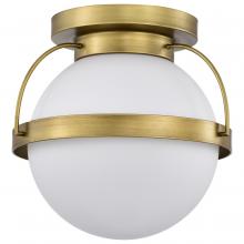  60/7780 - Lakeshore 1 Light Small Flush; Natural Brass Finish; White Opal Glass