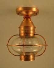  2524-DB-MED-CLR - Caged Onion Flush Dark Brass Medium Base Socket Clear Glass