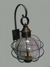  2851-VG-LT3-CLR - Caged Round Wall Verdi Gris 3 Candelabra Sockets Clear Glass