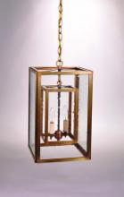  SS1016-DAB-LT2-CLR - Square Hanging Inside Square Dark Antique Brass 2 Candelabra Sockets Clear Glass