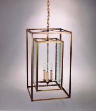  SS1424-DB-LT3-CLR - Square Hanging Inside Square Dark Brass 3 Candelabra Sockets Clear Glass