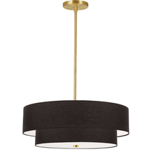  571-224P-AGB-BK - 4 Light Incandescent 2 Tier Pendant, Aged Brass with Black Shade