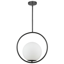  ADR-161P-MB - 1 Light Incandescent Pendant, Matte Black with White Opal Glass