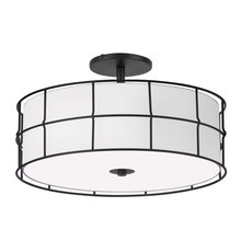  ALC-163SF-MB - 3 Light Incandescent Matte Black Semi-Flush Mount Fixture w/White Shade