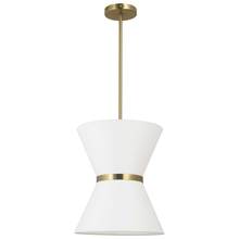 Dainolite CTN-121P-AGB-790 - 1 Light Incandescent Pendant, Aged Brass with Gold Ring White Shade