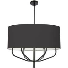  ELN-306C-MB-797 - 6 Light Incandescent Pendant, Matte Black w/ Black Fabric Shade