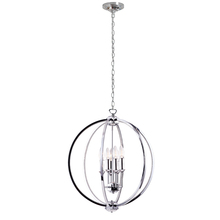  KAR-206C-PC - 6 Light Chandelier With Crystal Studded Banding, Polished Chrome Finish