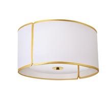  NDR-153FH-GLD-WH - 3 Light Notched Drum Flush Mount, Gold White Shade and Diff