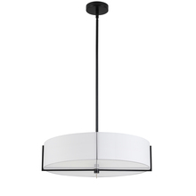  PST-214P-MB-WH - 4 Light Incandescent Pendant, Matte Black with White Shade