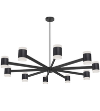  WLS-48140LEDC-MB - 84W Chandelier, Matte Black w/ Frosted Acrylic Diffuser