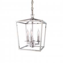  1084-PN-NG - Cage 8.5'' Wide 3-Light Pendant - Polished Nickel